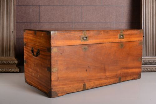 fig 1. Antique Camphor Wood Campaign Trunk