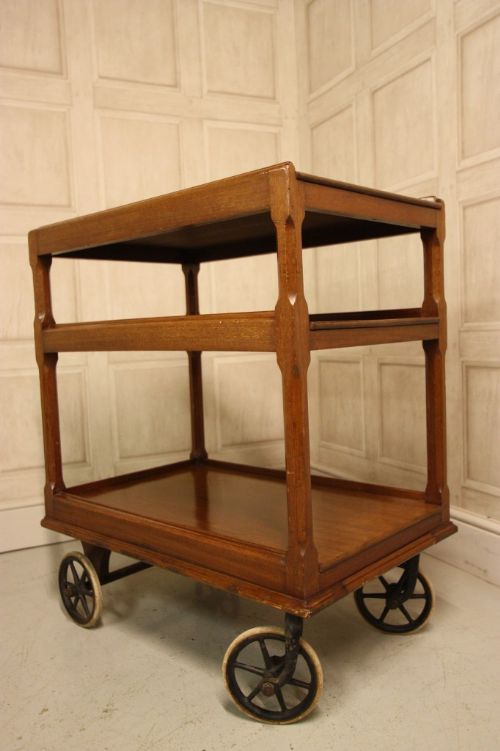 English Antique Mahogany Tiered Trolley