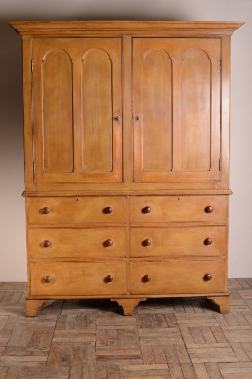 fig 1. Antique Cupboard in Great Original Cream Paint.