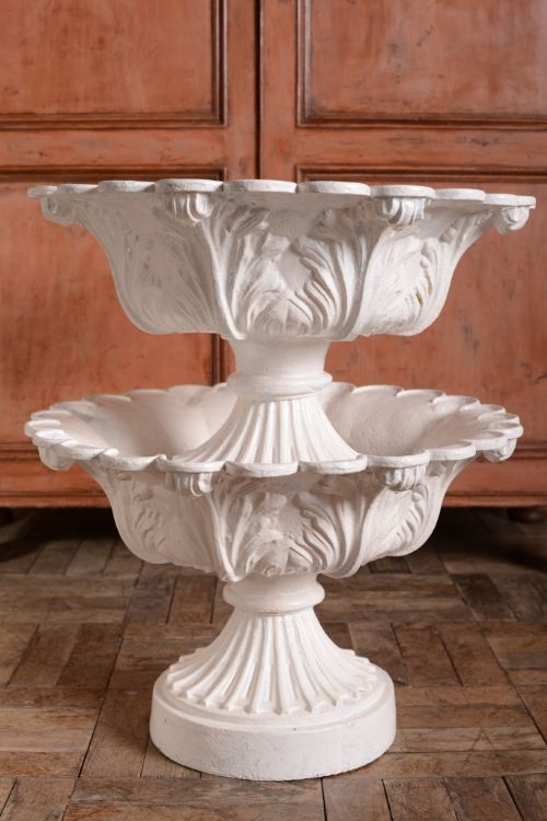 Pair of Elegant English Antique Cast Iron Garden Urns