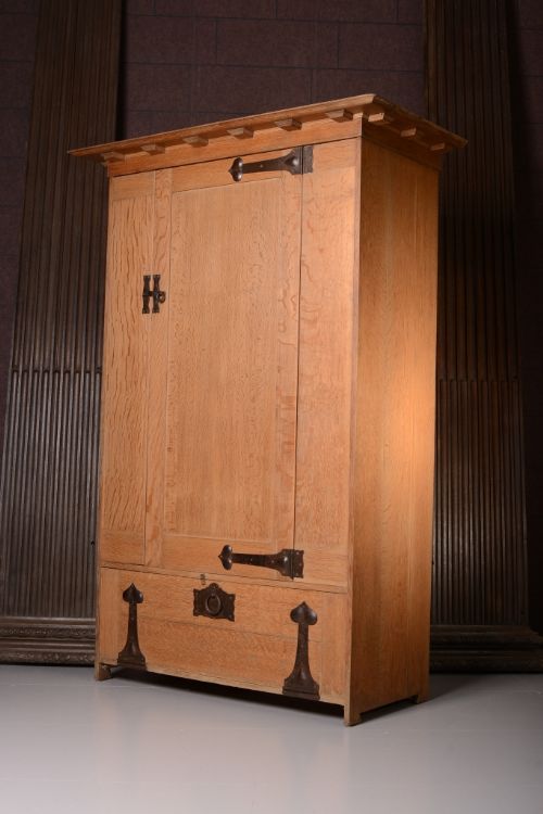 fig 1. Rare Ambrose Heal Antique Oak Wardrobe
