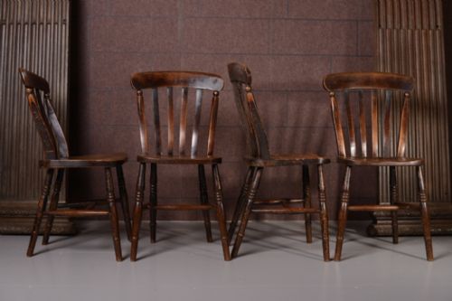 Set of Four Antique Farmhouse Kitchen Dining Chairs