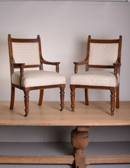 Pair of Gillow's Antique Oak Desk Armchairs