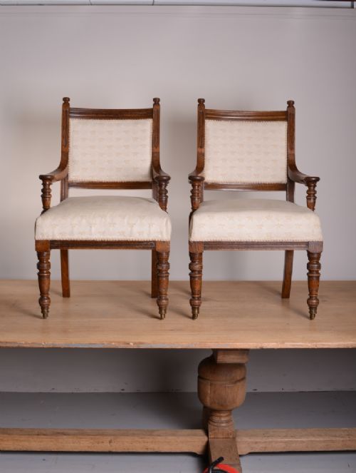 fig 1. Pair of Gillow's Antique Oak Desk Armchairs