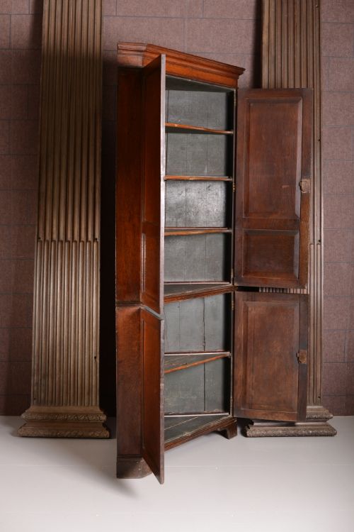 Antique Oak Double Floor Standing Corner Cupboard