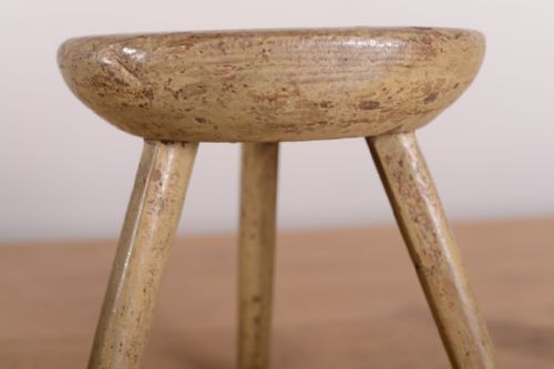 fig 1. Georgian Antique Dairy Stool in Original Paint