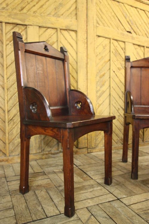 Pair of English Gothic Antique Side Chairs