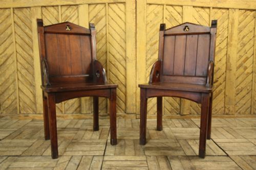 fig 1. Pair of English Gothic Antique Side Chairs