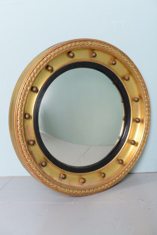 Edwardian Antique Gilt Convex Mirror