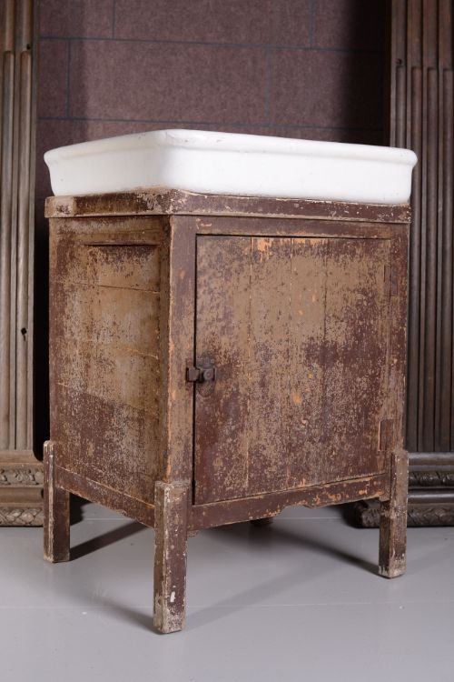 Antique Pot Sink on Original Painted Pine Base