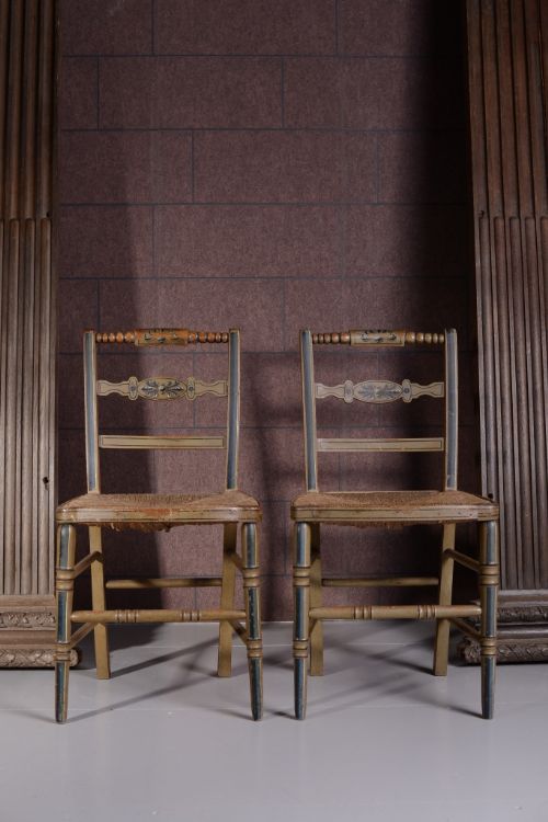 fig 1. Wonderful Pair of Regency Antique Chairs in Period Paint