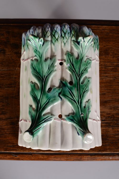 19th Century Antique Majolica Asparagus Dish