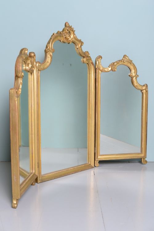 Edwardian Antique Gilt Triple Dressing Mirror