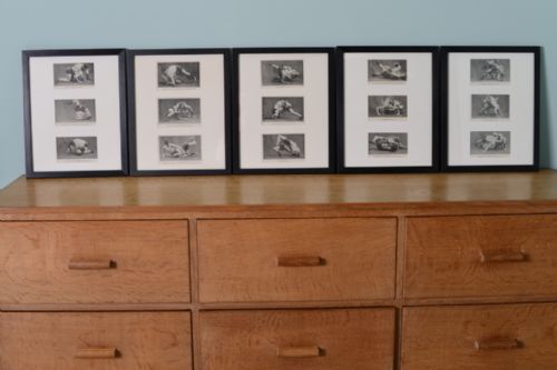 fig 1. Set of Five Edwardian Antique Wrestling Pictures