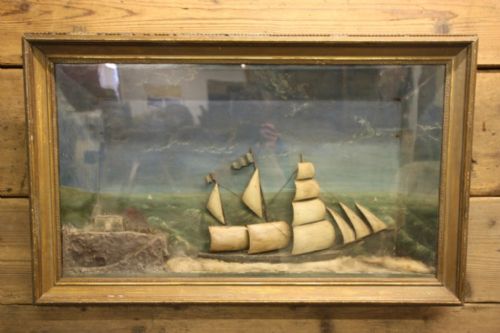 Original Antique Tea Clipper Ship Diorama