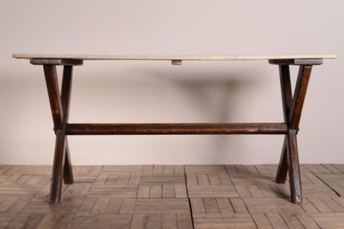 fig 1. Antique Oak X Frame Tavern Table