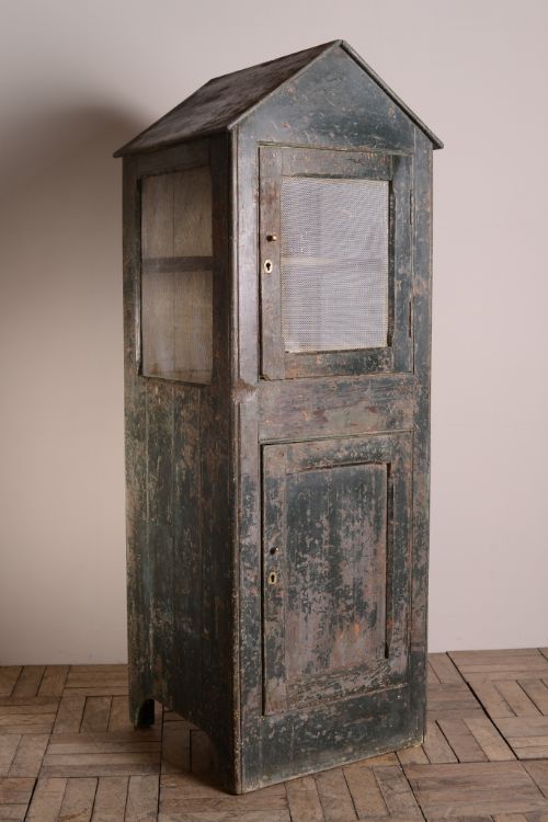 English Painted Pine Antique Food Hutch Cupboard