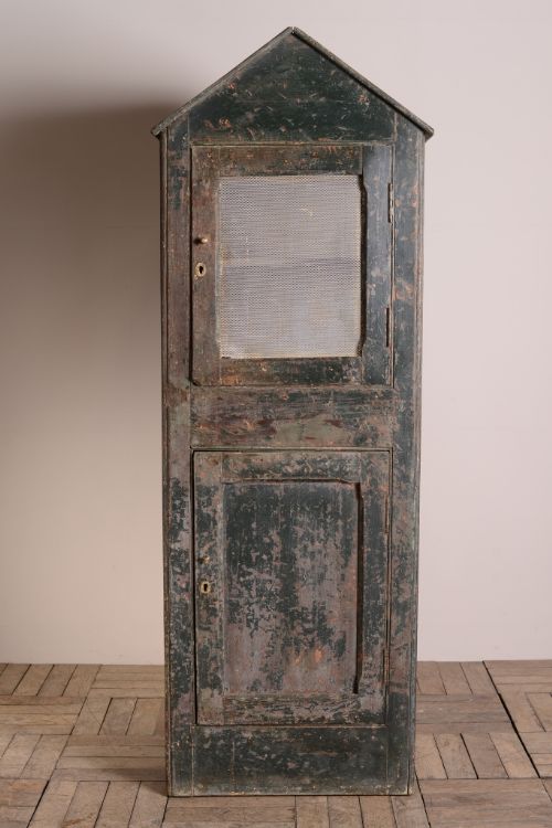fig 1. English Painted Pine Antique Food Hutch Cupboard