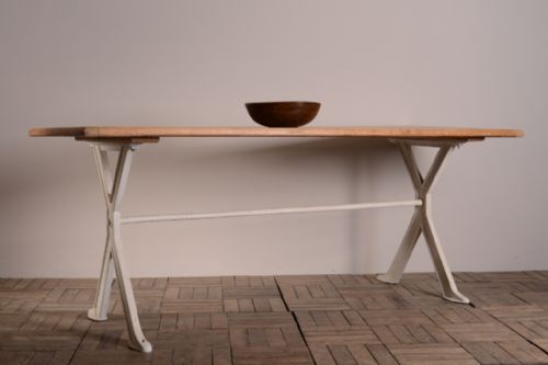 Large Antique Cast Iron Dining Table for 10