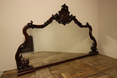 Large English Antique Mahogany Overmantle Mirror