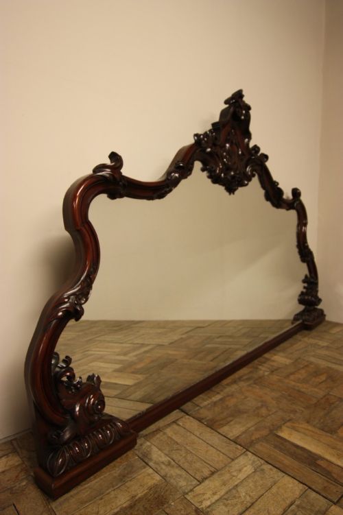 fig 1. Large English Antique Mahogany Overmantle Mirror