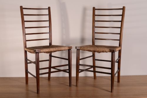 Pair of Edwardian Antique Ladder Back Chairs
