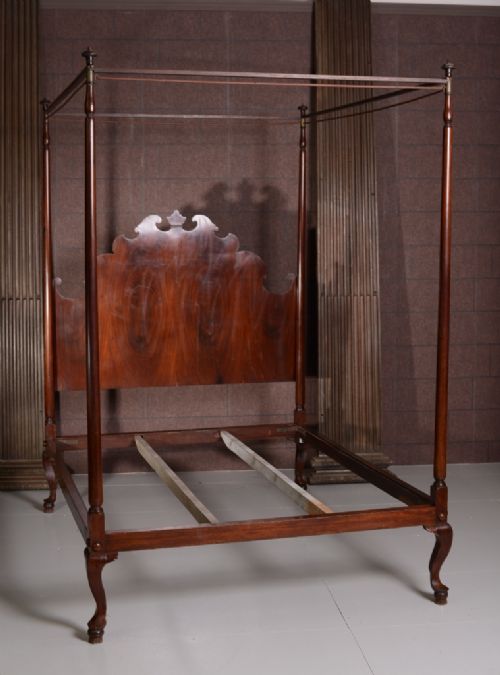 Rare Antique Mahogany Campaign Four Poster Bed