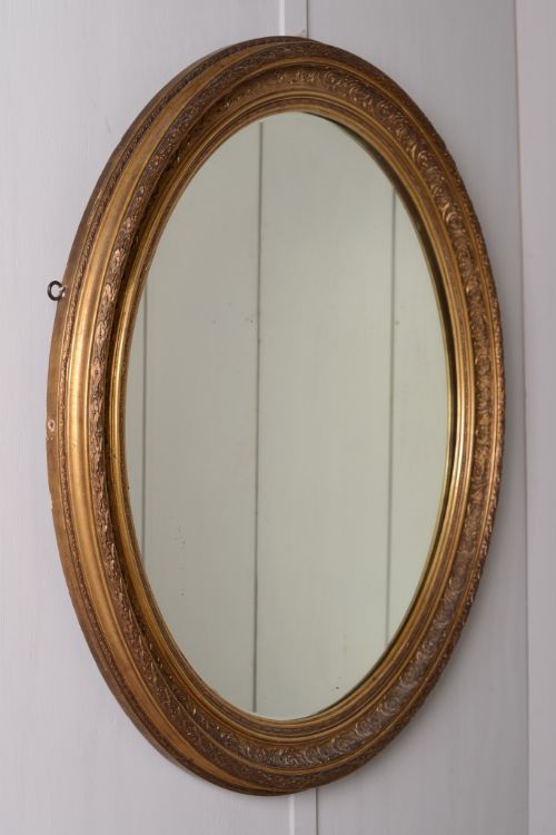 Large 19th Century Antique Gilt Oval Mirror