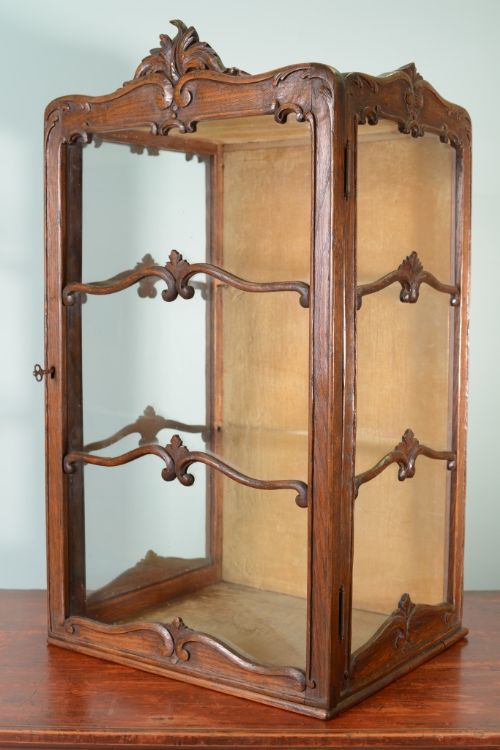 Antique Oak Wall Display Cabinet