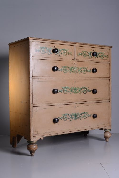 Large Regency Antique Decorated & Painted Chest