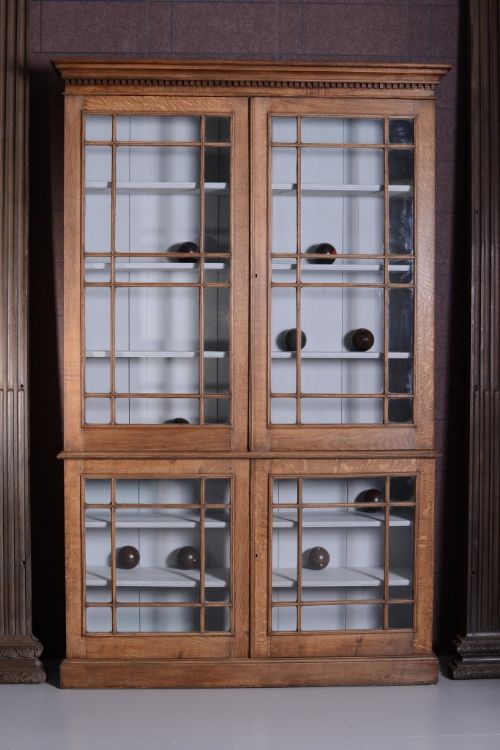 English Antique Oak Glazed Bookcase