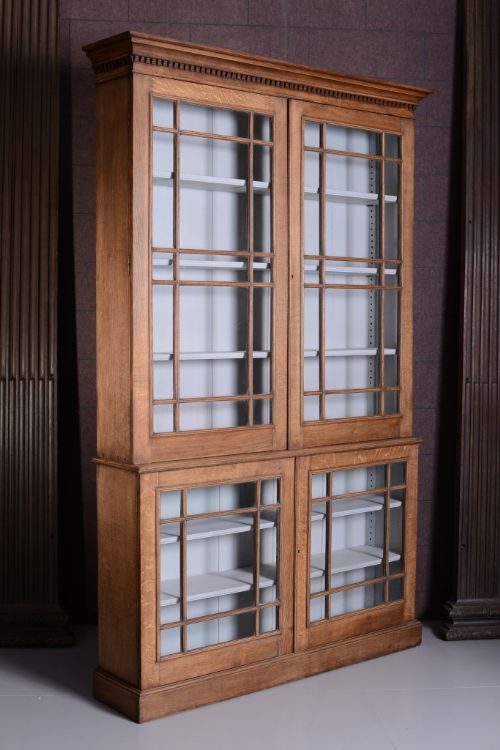 fig 1. English Antique Oak Glazed Bookcase