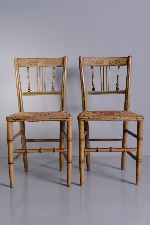 fig 1. Pair of Regency Antique Side Chairs in Original Paint