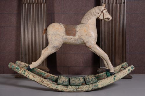 19th Century Antique Carved Elm Rocking Horse