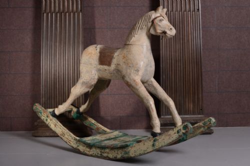 fig 1. 19th Century Antique Carved Elm Rocking Horse