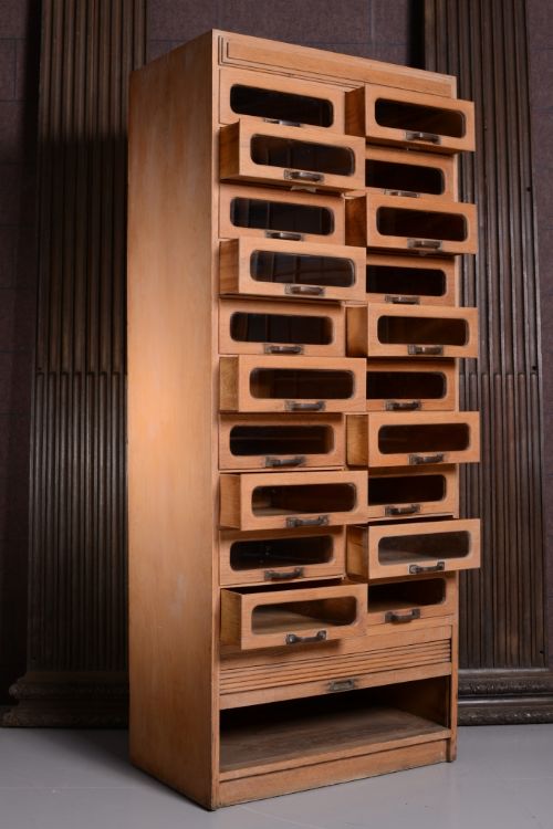 Edwardian Antique Oak Haberdashery Cabinet.