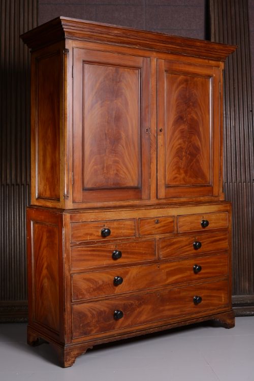 fig 1. Georgian Antique Painted Pine Press Cupboard