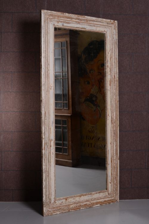 Large 19th Century Antique Painted Pine Mirror