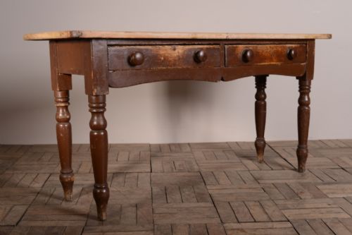 English Antique Painted Pine Serving Table