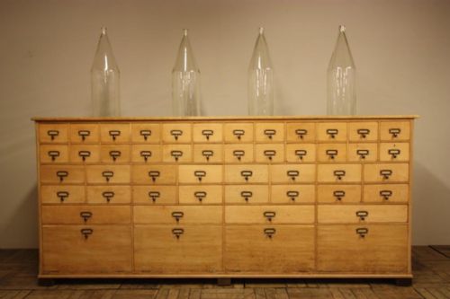 Large English Antique Oak Shop Chest of Drawers