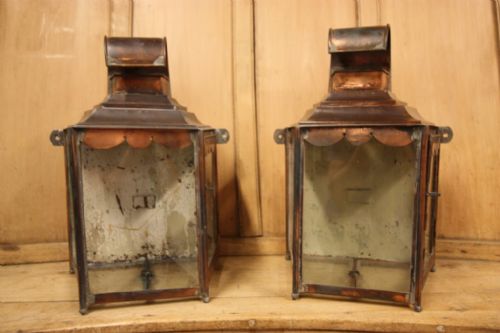 Pair of Georgian Antique Copper Wall Lanterns.