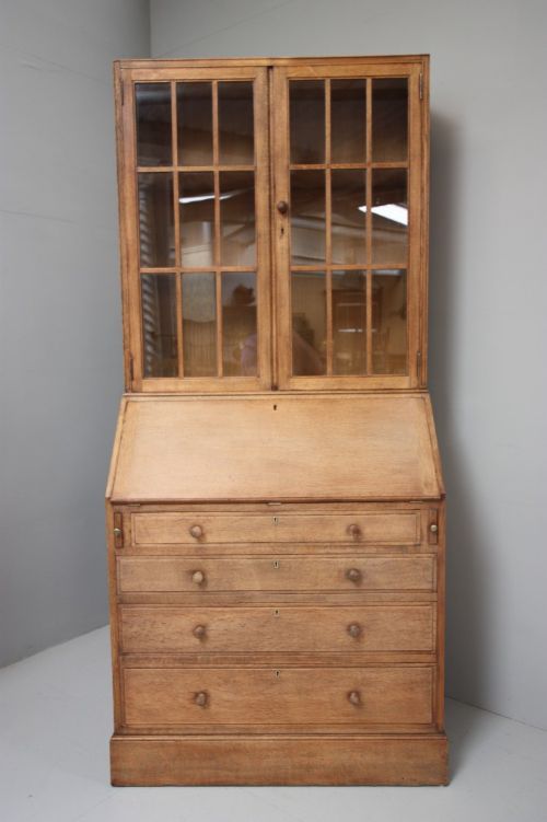 Rare Antique Oak Bureau Bookcase by Heals