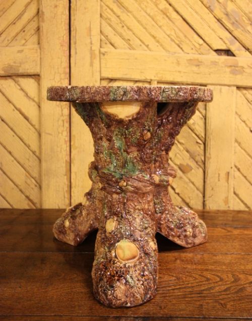 Antique Majolica Grotto Garden Seat