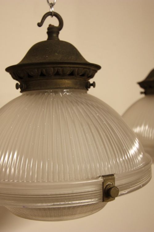 fig 1. Pair of English Antique Holophane Light Fittings