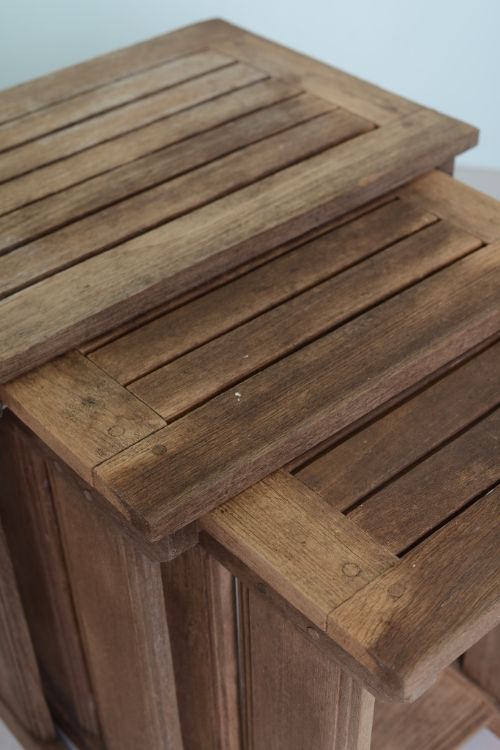 fig 3. 1930's Teak Nest of Garden Tables by Lister & Co