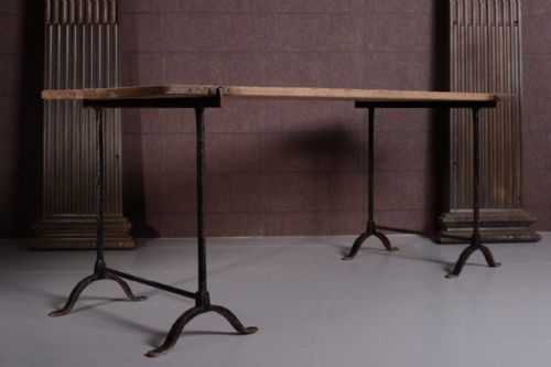 1930'S English Pine & Iron Trestle Table (2 Available).