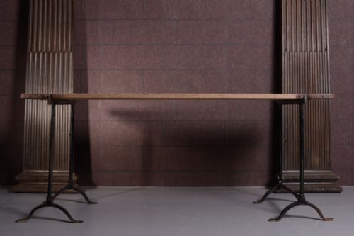 fig 1. 1930's English Pine & Iron Trestle Table (2 Available).