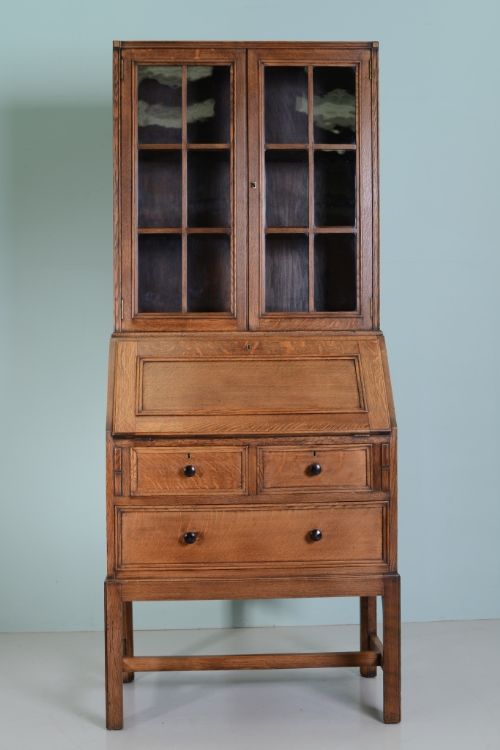 fig 1. Heals 1930's Oak Bureau Bookcase