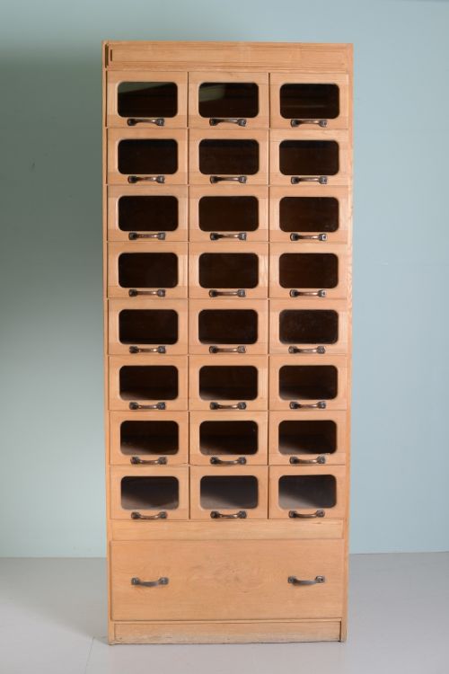 fig 1. English Antique Oak Haberdashery Cabinet