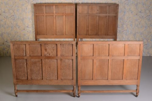 Rare Pair of Antique Heals 'Tilden' Oak Single Beds.